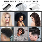 Afro Hair Pick for Men Hair Comb with Metal Pick for Afro Hair Wide Tooth Comb for Hair styling Afro Pick for Women Styling Comb Styling Tool for Natural Curly Hair Beard, 3PCS