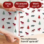 Komplet pościeli King Christmas Tree - Świąteczny wzór Xmas na lnie - Głębokie kieszenie - Dopasowany krój - 4 części - Bez zagnieceń - Wygodna i chłodząca świąteczna pościel zimowa - Łatwa w pielęgnacji - Przyjazna dzieciom