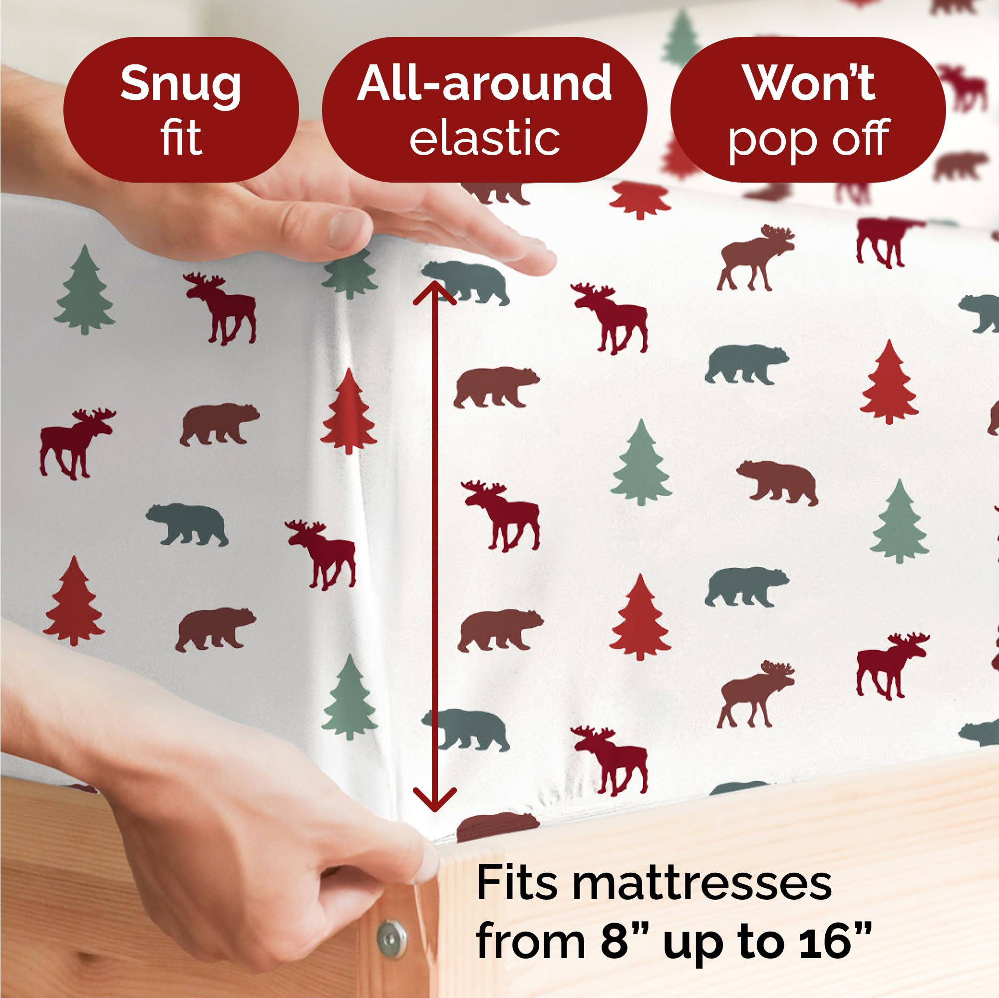 Komplet pościeli King Christmas Tree - Świąteczny wzór Xmas na lnie - Głębokie kieszenie - Dopasowany krój - 4 części - Bez zagnieceń - Wygodna i chłodząca świąteczna pościel zimowa - Łatwa w pielęgnacji - Przyjazna dzieciom