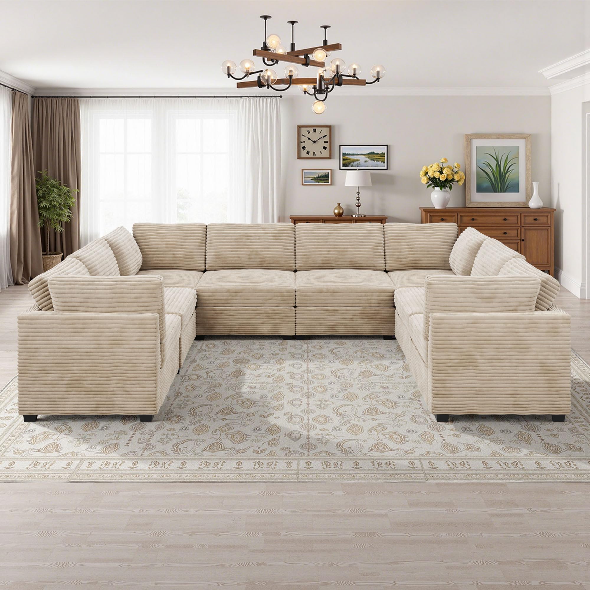 Modular Sectional Sofa,5 Pieces Sectional Couches for Living Room,L Shaped Cloud Couch Chaise Set, Black