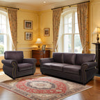 Mid-Century Vintage Sofa Couches with Rivet Design,loveseat Sofa,Removable Sofa Cover Upholstered Cushions and Solid Wood Frame (Grey, 3-Seater)