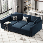 Belffin Modular Sectional Sofa with Ottomans Velvet Reversible Sleeper Sectional Sofa with Chaise Modular Sleeper Sofa Bed with Storage Seat Blue