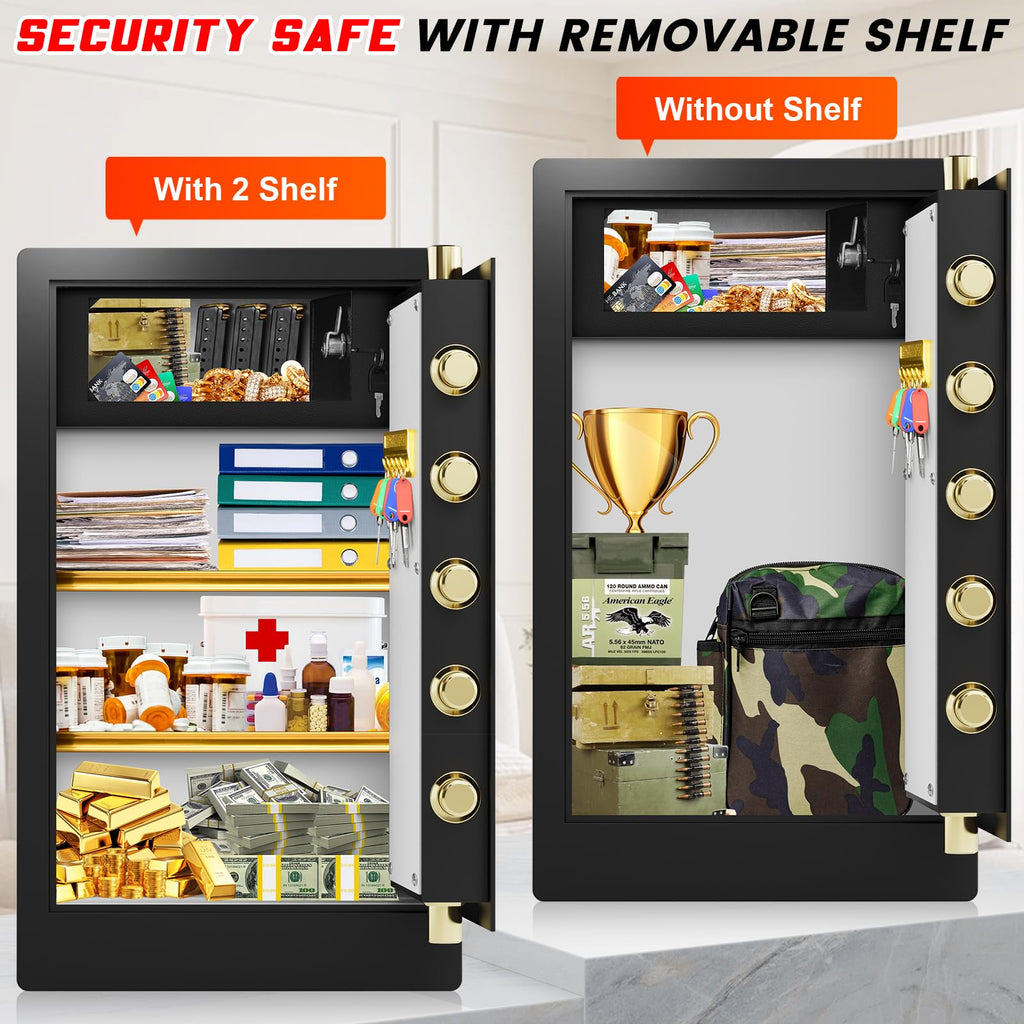 Cassaforte ignifuga pesante da 8,0 Cuft per la casa, cassaforte extra grande ignifuga e impermeabile, cassaforte antifurto per la casa con doppi allarmi, cassaforte con serratura nascosta sul fondo, cassaforte digitale di sicurezza per ufficio