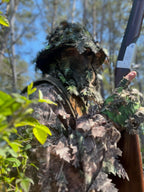 QuikCamo Mossy Oak Greenleaf Camo spandhat med indbygget 3D bladformet ansigtsmaske, jagtudstyr til kalkun (justerbar OSFM)