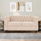 Home Sofa Living Room Furniture, 3 Seater 84" Velvet Upholstered Couch, Mid Century Modern Comfy Couch with Cushions, Classic Tufted Chesterfield Couches for Bedroom, Office, Apartment (Orange)