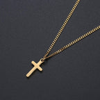 Joxevyia Cross Necklace for 14K Gold Filled Stainless Steel Small Cross Pendant with Cuban Chain Necklace Simple Faith Jewelry Christmas Gift for Men Women 16-24 Inches