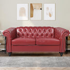 Home Sofa Living Room Furniture, 3 Seater 84" Velvet Upholstered Couch, Mid Century Modern Comfy Couch with Cushions, Classic Tufted Chesterfield Couches for Bedroom, Office, Apartment (Orange)