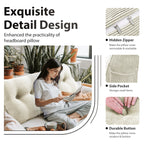 WOWMAX Wedge Pillow Headboard Queen Triangular Headboard Pillow Queen Bed Wedge Pillow for Headboard Bolster Pillow for Bed Daybed Pillows with Removable Cover, Corduroy(100% Cotton), White