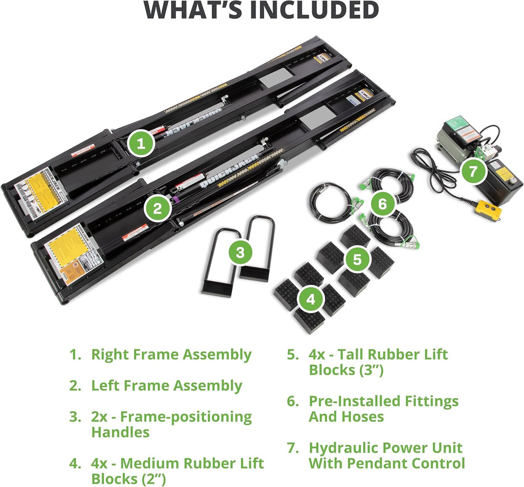 QuickJack 8000TLX Portable Car Lift with 8,000lb Capacity, with 110V Power Unit, Safe & Portable Design Garage Lift for Home, Garage, Shop, or Mechanic Auto Repair