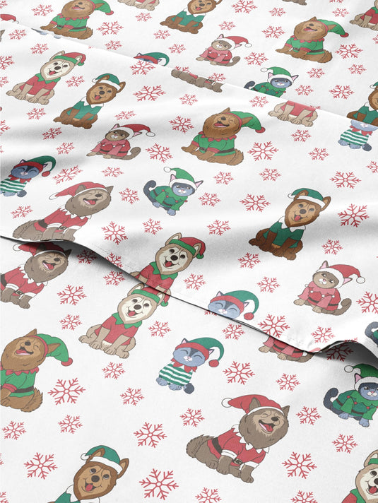 Queen Christmas Tree Sheet Set - Holiday Xmas Pattern Linen Set - Deep Pockets - Snug Fit - 4 Piece - Wrinkle Free - Comfy & Cooling Festive Winter Bedding - Easy To Care For - Kid Friendly