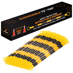 Retractable Barrier for Safety Traffic Cones - 2" OD - Large Yellow and Black Bar Barricade - for Road Construction, Parking, Warning, Temporary Security Divider (40, Orange & White, 72" x 120")
