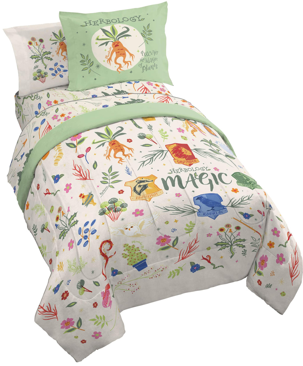 Jay Franco Minecraft Creeper Twin Comforter Set - 5 Piece Bedding Includes Sheet Set & Pillow Covers - Super Soft Gren & Gray Bedding