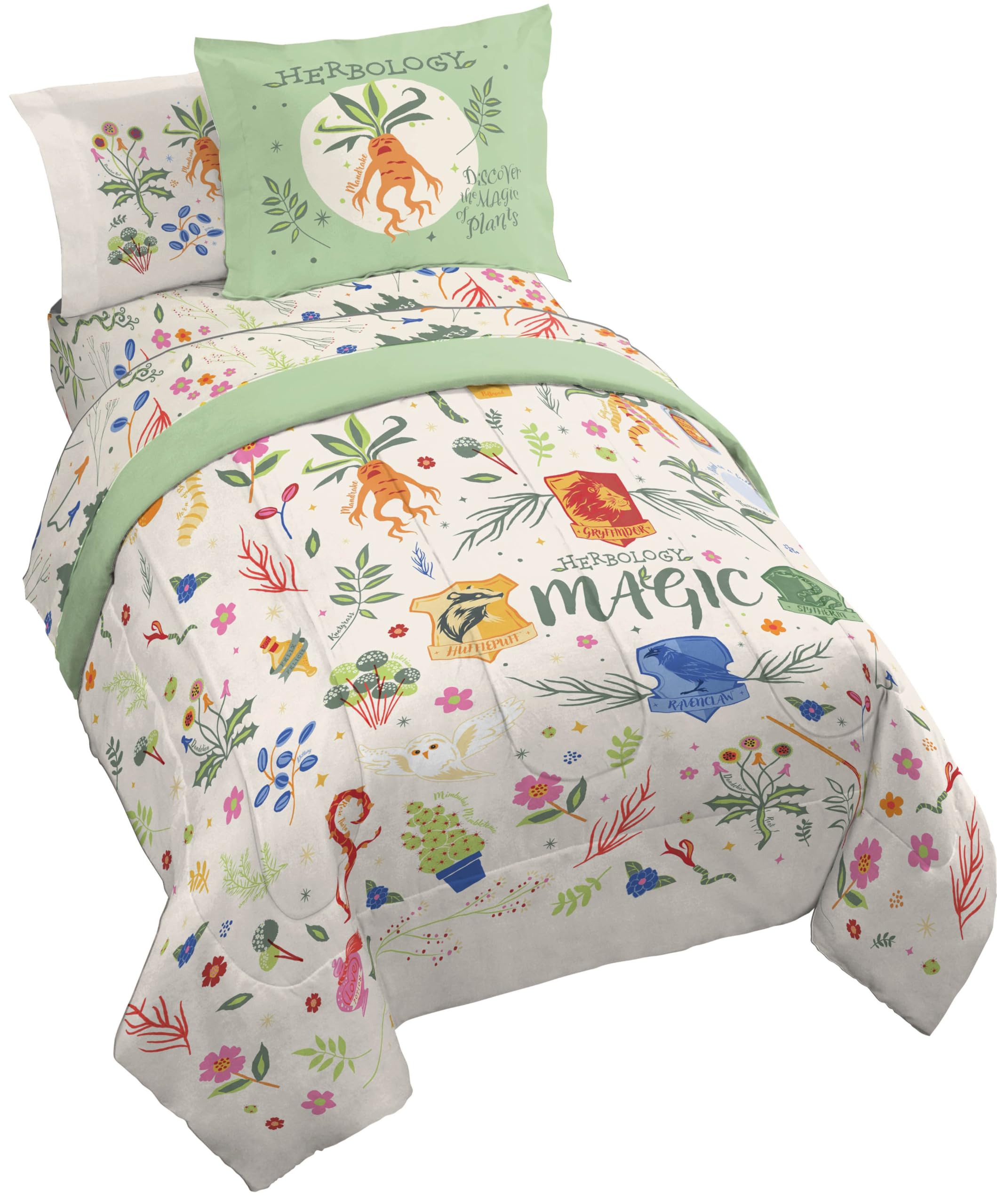 Jay Franco Minecraft Creeper Twin Comforter Set - 5 Piece Bedding Includes Sheet Set & Pillow Covers - Super Soft Gren & Gray Bedding