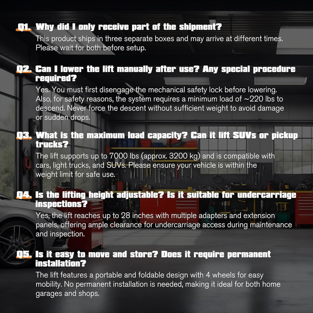 Albott 7000 LBS Portable Car Lift, Heavy Duty Quick Jack with 28" Max Height, Locking Levers & Wheels, Adjustable Scissor Lift for Cars, SUVs, Light Trucks, Garage or Shop Use, Black