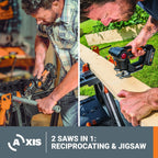 WORX WX550L 20V Power Share Axis Cordless Reciprocating & Jig Saw