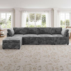 Modular Sectional Sofa,5 Pieces Sectional Couches for Living Room,L Shaped Cloud Couch Chaise Set, Black