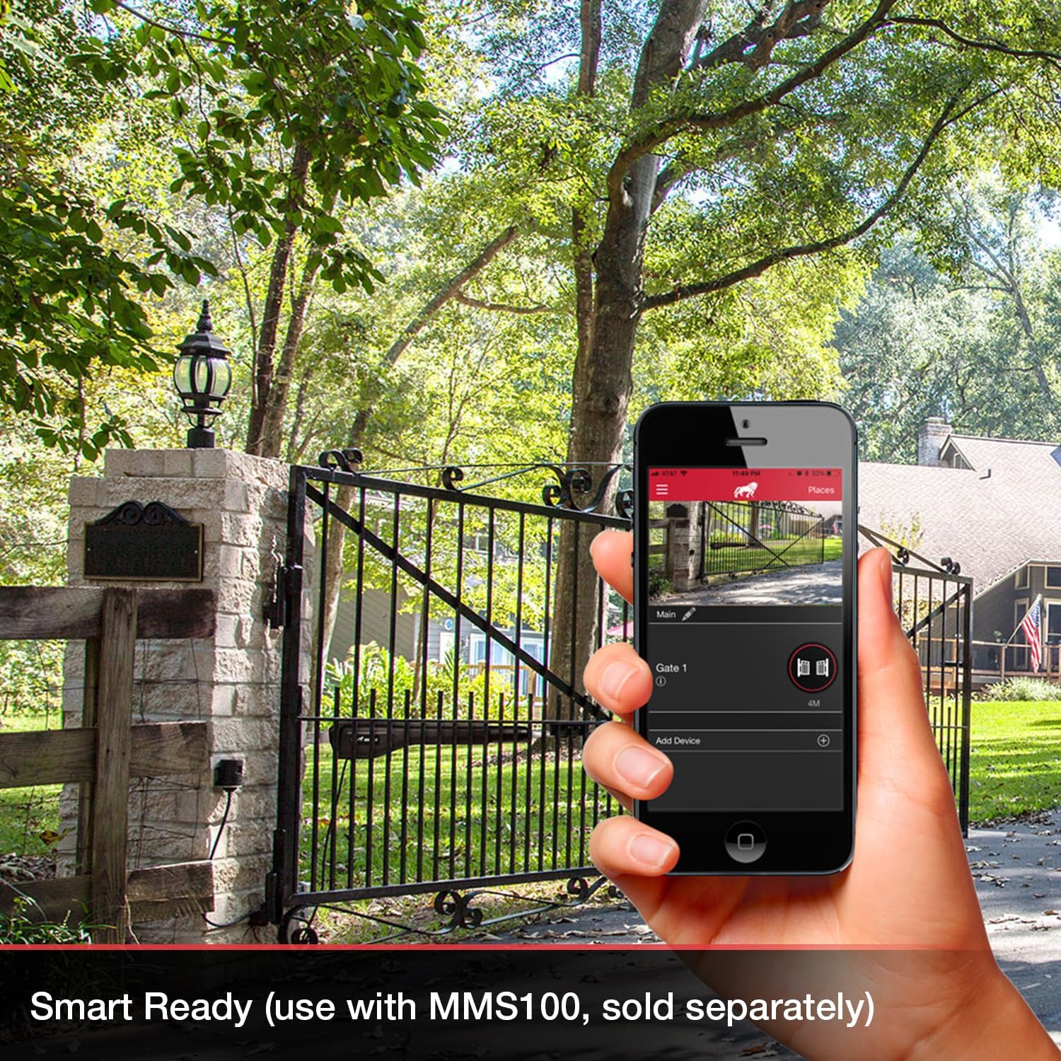 Mighty Mule MM572W HD Dual Arm Gate Openers 12 V Wireless AC/Battery Powered Automatic Gate Opener