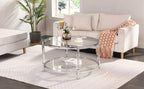 Tempered Glass Round Coffee Table, 32.3" Modern Acrylic Legs Circle Coffee Table for Living Room