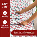 Komplet pościeli King Christmas Tree - Świąteczny wzór Xmas na lnie - Głębokie kieszenie - Dopasowany krój - 4 części - Bez zagnieceń - Wygodna i chłodząca świąteczna pościel zimowa - Łatwa w pielęgnacji - Przyjazna dzieciom