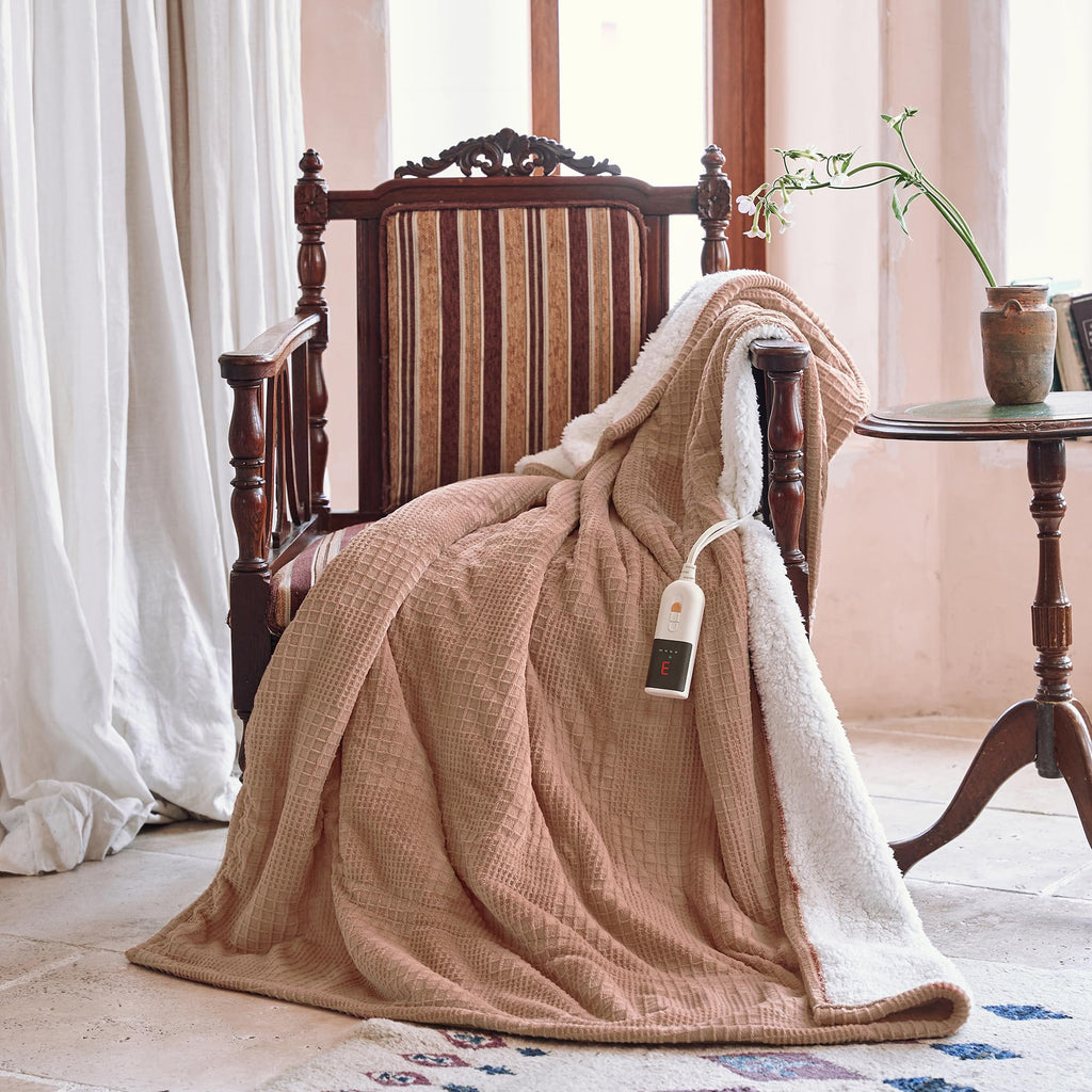 Verwarmd deken elektrisch deken plaid 50''X60'' - verwarmingsdeken met 6 warmtestanden - 2-10 uur automatische uitschakeling, ETL gecertificeerd, wasmachinebestendig (zwart)