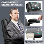 Office Chair, Ergonomic Big and Tall Computer Desk Chairs, Executive Breathable Leather Chair with Adjustable Flip-up Armrests, Lumbar Support Swivel PC Chair with Rocking Function