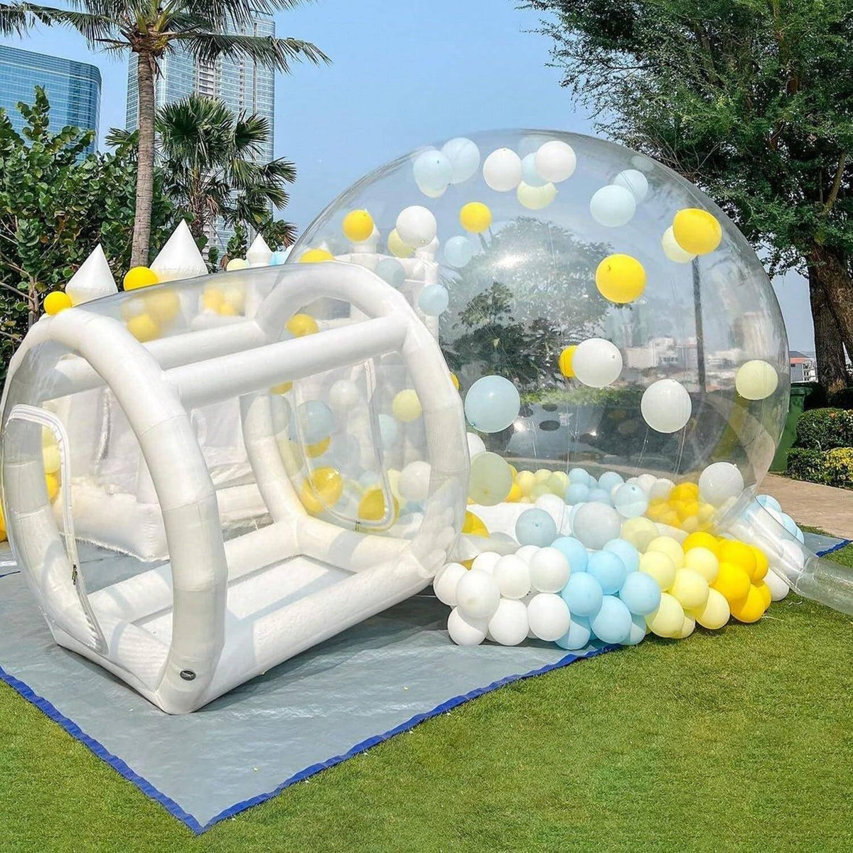 Eachup 10FT Inflatable Balloon House for Kids Adults,TPU White Commercial Inflatable Bubble House Ball Pit,Bubble Tent Dome Playground Set with Double Blower for Backyard Birthday Wedding Party - Grand Goldman