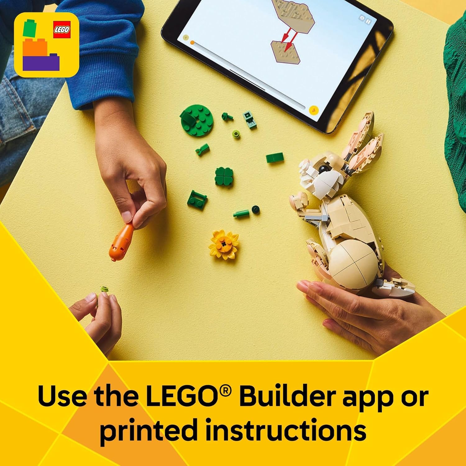 LEGO Creator 3 in 1 Cute Bunny Toy - Building Toy for Girls and Boys, Ages 8+ - Gift for Easter Basket - W/ 3 Build Options, Bunny, Seal, or Llama - 31162