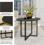 Oval Coffee Table for Living Room, Center Table Tea Table with Metal Frame for Living Room Home Office, Small Space, Easy Assembly, Black