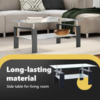 vidaXL Coffee Table with Black Melamine Frame and Tempered Glass Top, Side Table for Living Room, 37.4''x21.7''x15.7'', Black and Transparent