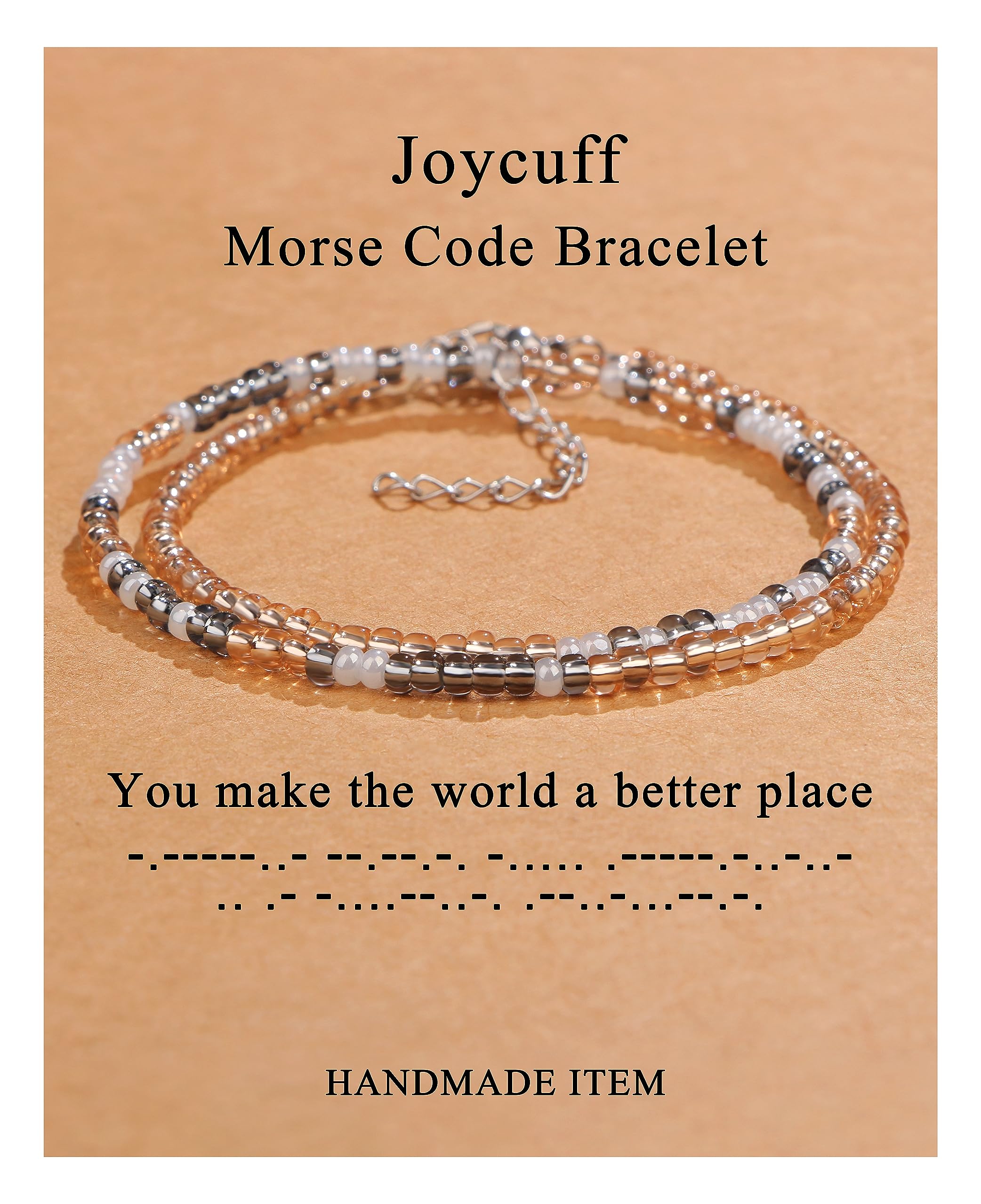 JoycuFF Cadeaux pour Femmes Maman Fille Sœur Amies Tante Infirmière Bracelets en Code Morse Inspirants pour Elle Bijoux d'Encouragement Inspirant et d'Autonomisation Tu Rends le Monde Meilleur