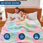 Elektrische Heizdecke mit Kunstpelz, Größe mit flauschigem Sherpa-Rücken, wärmende Plüschdecke Geschenk, weiche Heizdecken mit 10 Wärmeeinstellungen, 5 Zeiteinstellungen, ETL 50"x60", Anthrazitgrau