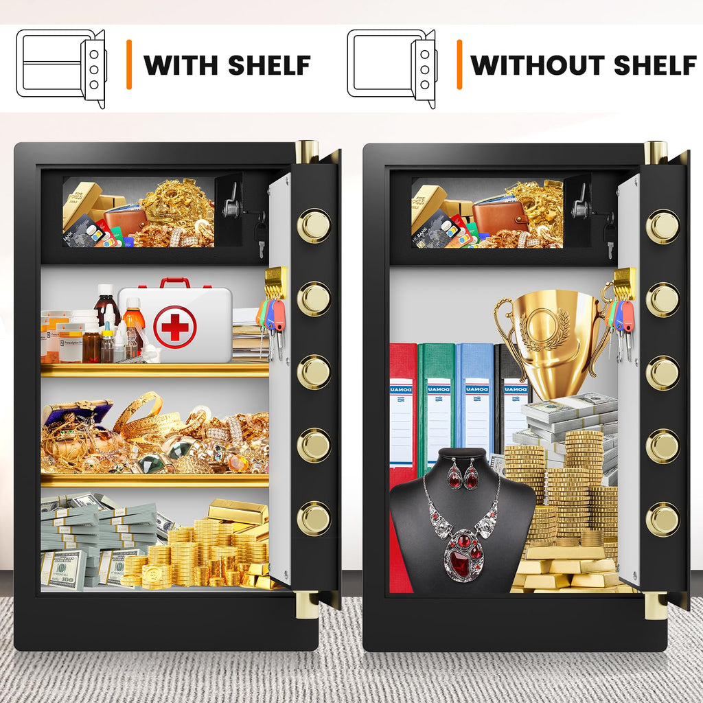 8.0 Cuft Extra Large Heavy Duty Home Safe Fireproof Waterproof, Anti-theft Home Security Safe Box with Fireproof Waterproof Bag and Electronic Keypad, Large Digital Safe for Home Business Office