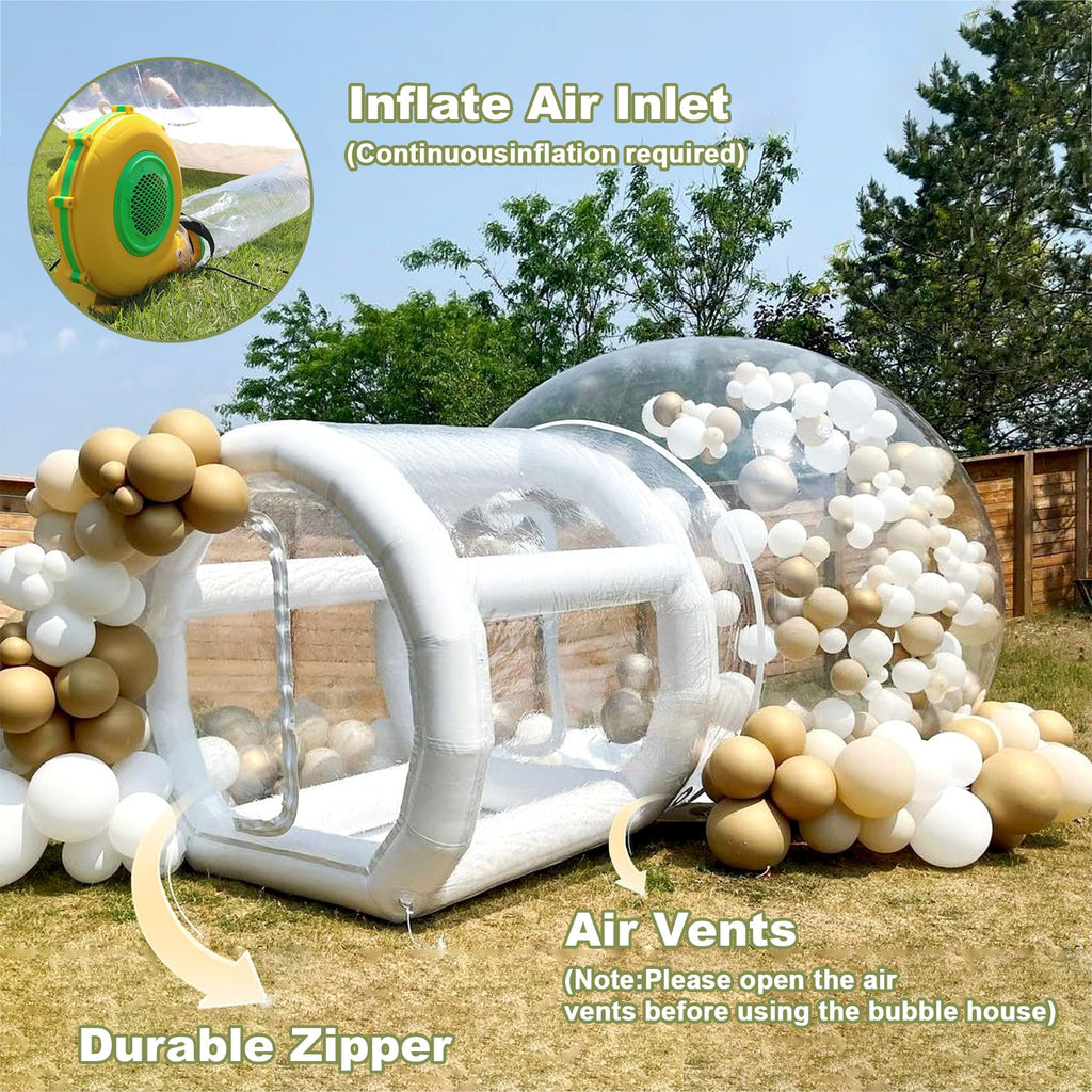 Eachup 10FT Inflatable Balloon House for Kids Adults,TPU White Commercial Inflatable Bubble House Ball Pit,Bubble Tent Dome Playground Set with Double Blower for Backyard Birthday Wedding Party - Grand Goldman