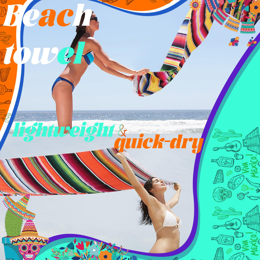 Mexican Beach Towel Blanket Cotton Turkish Beach Towels Oversized Sand Free Quick Dry Pool Swim Extra Large Xl Big Adult Travel Essentials Cruise Accessories Clearance Must Haves Necessities Stuff