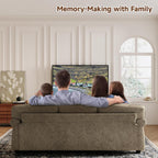 90 Inch Nailhead Trim Couch for Living Room, 23 Inch Deep Seat Rolled Arm Sofa, Comfy Upholstered 3 Seater Chenille Couch w/Wooden Leg, Large Traditional Sofa for Farmhouse, Brown