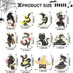 Sasylvia 48 Pcs Halloween Charms for Jewelry Making Black Gothic Charms Include 12 Style Crow Skull Snake Cat Moon for Halloween Party Decoration Gifts DIY Art Craft
