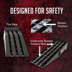 Black Widow Plastic Car Service Ramps - Lifts Vehicles 6.25" H for Maintenance or Oil Changes - Each Ramp is 12" W and 10,000 lbs. Capacity Per Pair-Pack of Two