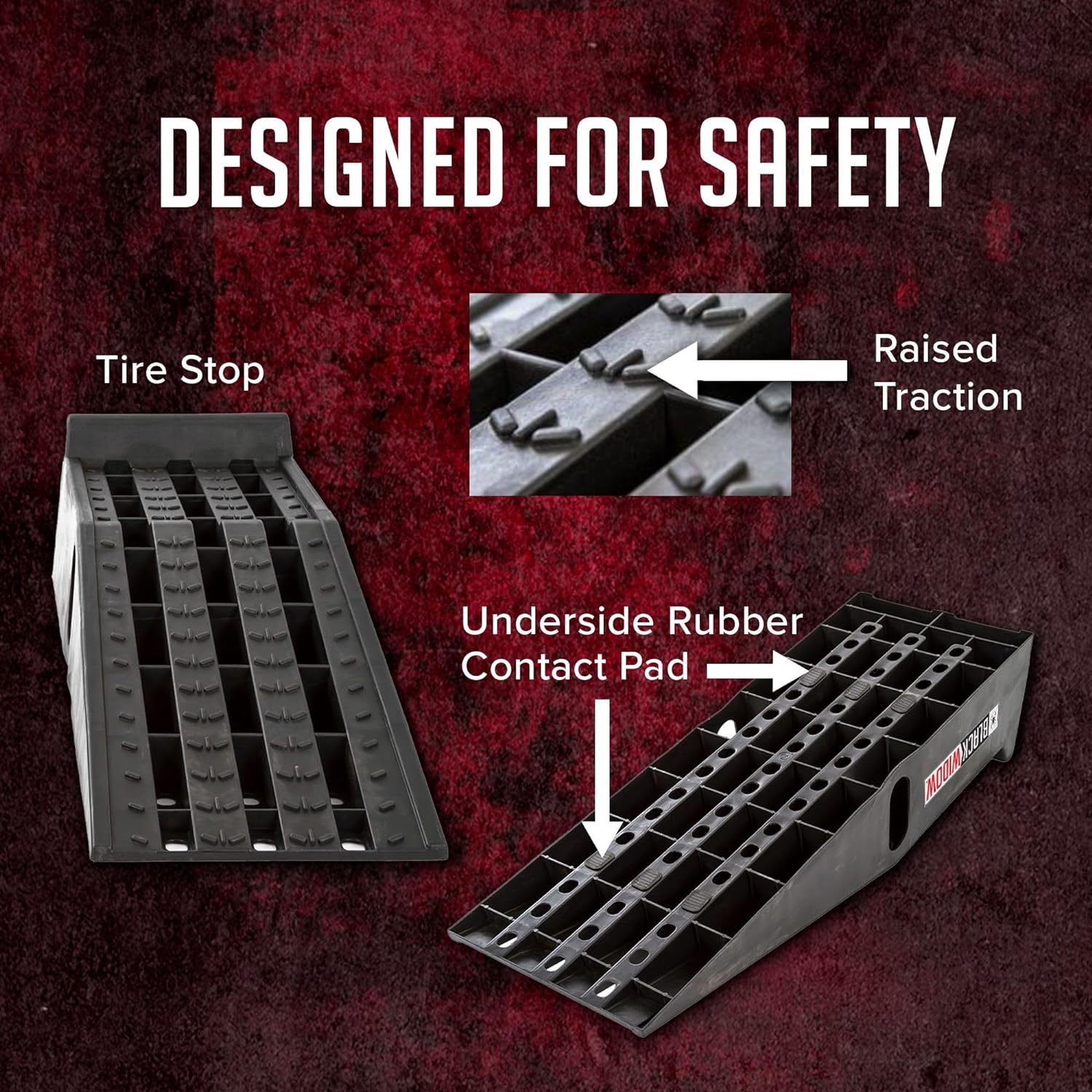 Black Widow Plastic Car Service Ramps - Lifts Vehicles 6.25" H for Maintenance or Oil Changes - Each Ramp is 12" W and 10,000 lbs. Capacity Per Pair-Pack of Two