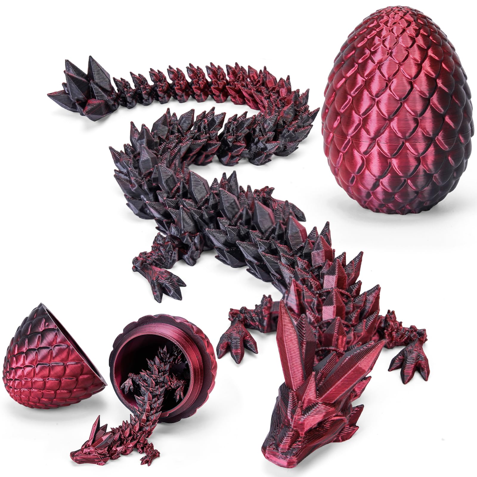 TBOLINE 3D Printed Easter Dragon Egg - Perfect Basket Essentials Stuffers, 4 Pack Prefilled Easter Eggs Filled with Toys, Small Articulated Crystal Animals Fidget Toy for Kid (4PCS1)