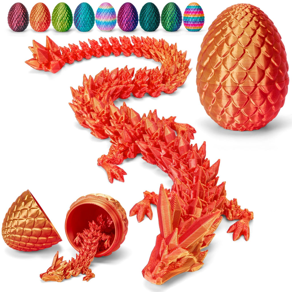 TBOLINE 3D Printed Easter Dragon Egg - Perfect Basket Essentials Stuffers, 4 Pack Prefilled Easter Eggs Filled with Toys, Small Articulated Crystal Animals Fidget Toy for Kid (4PCS1)