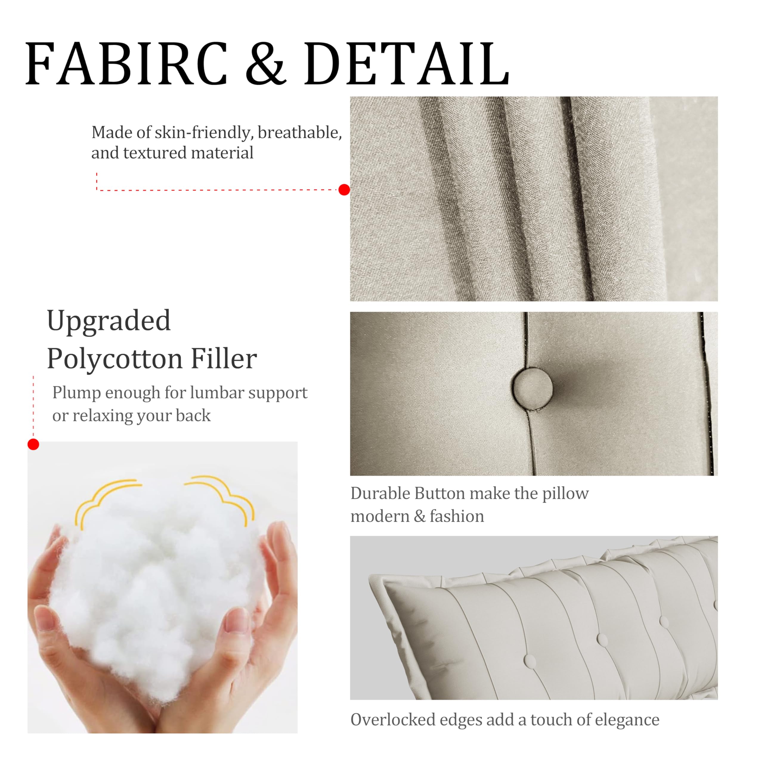 Daneey Large Headboard Pillow King Soft Daybed Pillows Bolster for Bed Back Pillow for Sitting in Bed Long Pillow for Bed Reading Pillow Adult Couch Sofa Backrest, Removable Cover