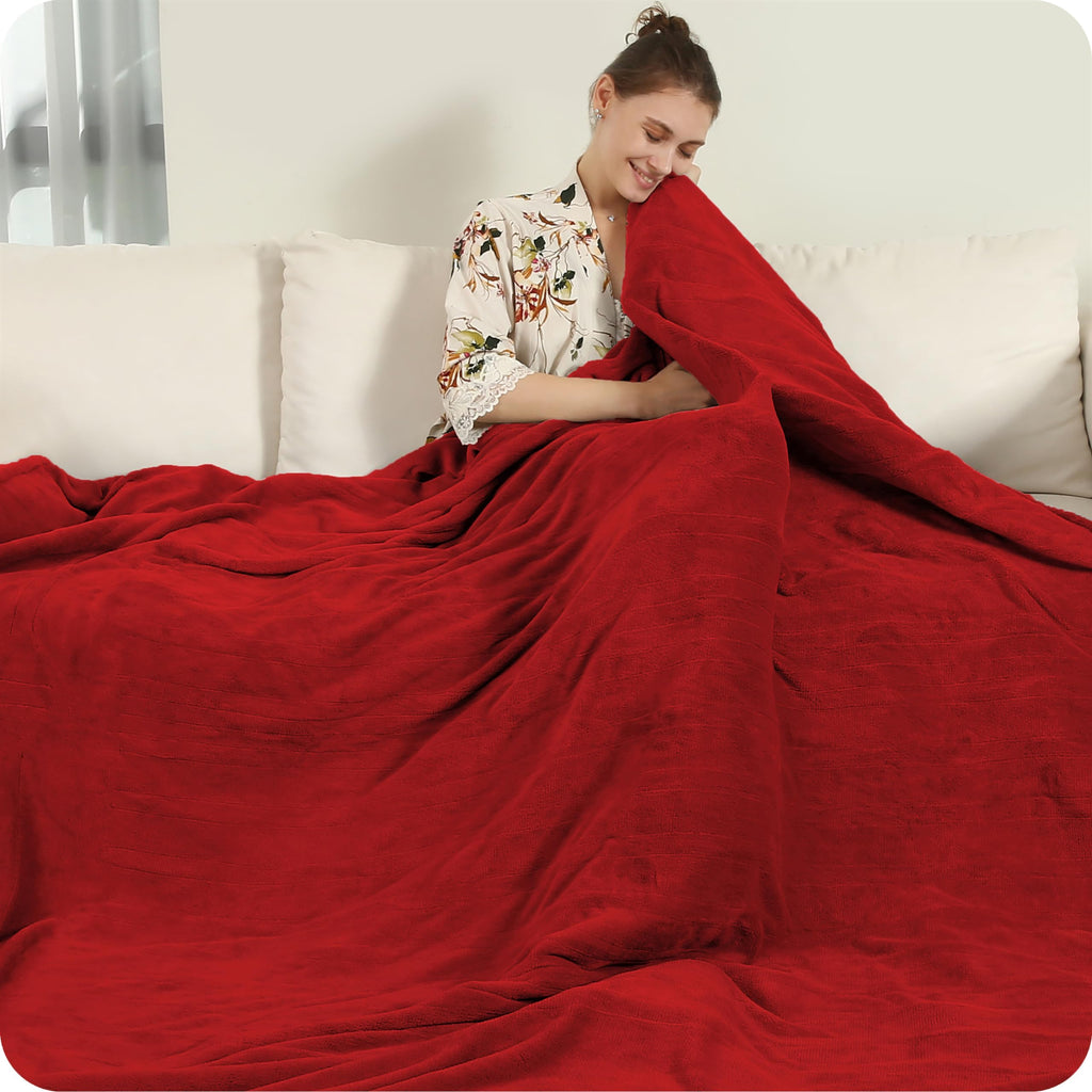 Couverture chauffante électrique DUODUO 72"x84" en polaire corail chaude avec 4 réglages de chaleur et arrêt automatique de 10 heures Protection contre la surchauffe - Gris 