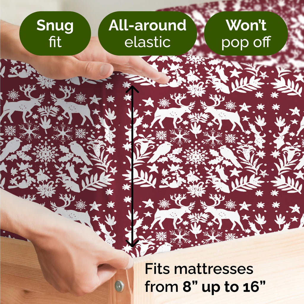 Komplet pościeli King Christmas Tree - Świąteczny wzór Xmas na lnie - Głębokie kieszenie - Dopasowany krój - 4 części - Bez zagnieceń - Wygodna i chłodząca świąteczna pościel zimowa - Łatwa w pielęgnacji - Przyjazna dzieciom