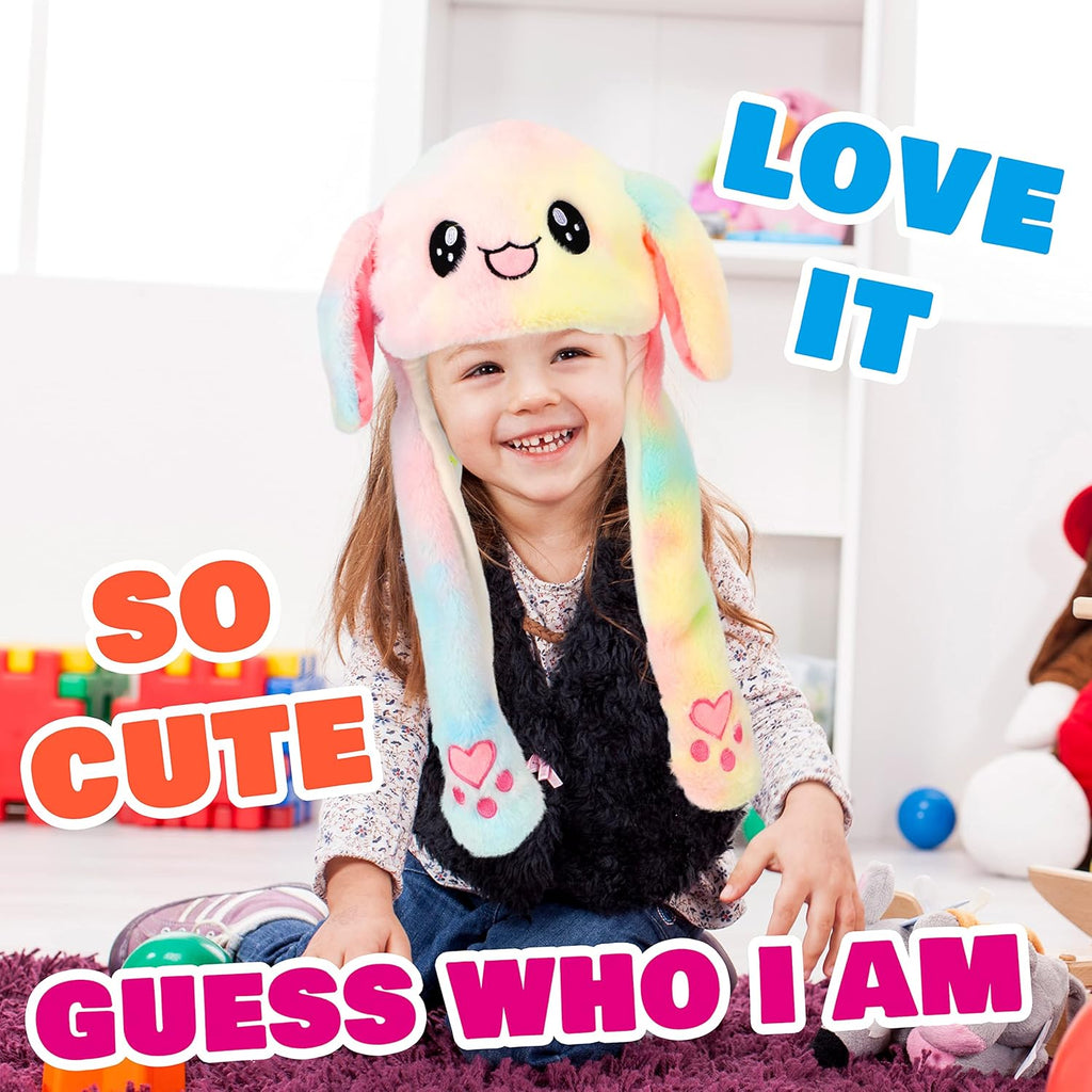 Animal Hat with Ears Moving Jumping Pop Up Beating Hat Plush Holiday Cosplay Dress Up Funny Gift for Kids