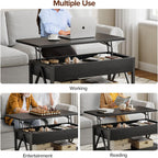 Lift Top Coffee Table,Lift Coffee Tables with Storage Shelf and Large Hidden Compartment for Living Room,Lifting top Coffee Table for Small Space,Black