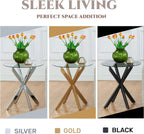 Modern Glass End Table, Small Round Side Table for Couch, Sofa Table with Clear Tempered Glass Top for Living Room, Bedroom, Bedside, 19.7" Wx21.7 H Silver