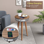 TooCust Smart End Table with Bluetooth Speaker, Smart Coffee Table with Wireless Charger, Smart Table with USB Charging Ports, Round Side Table for Bedroom, Living Room, Office