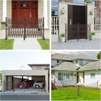209" Width Expandable Driveway Gate & Retractable Fence Outdoor - 180° Rotating Aluminum Barricade with Casters, Metal Safety Barrier for Backyard/Dog Security (216.54 * 41.34,Grey)