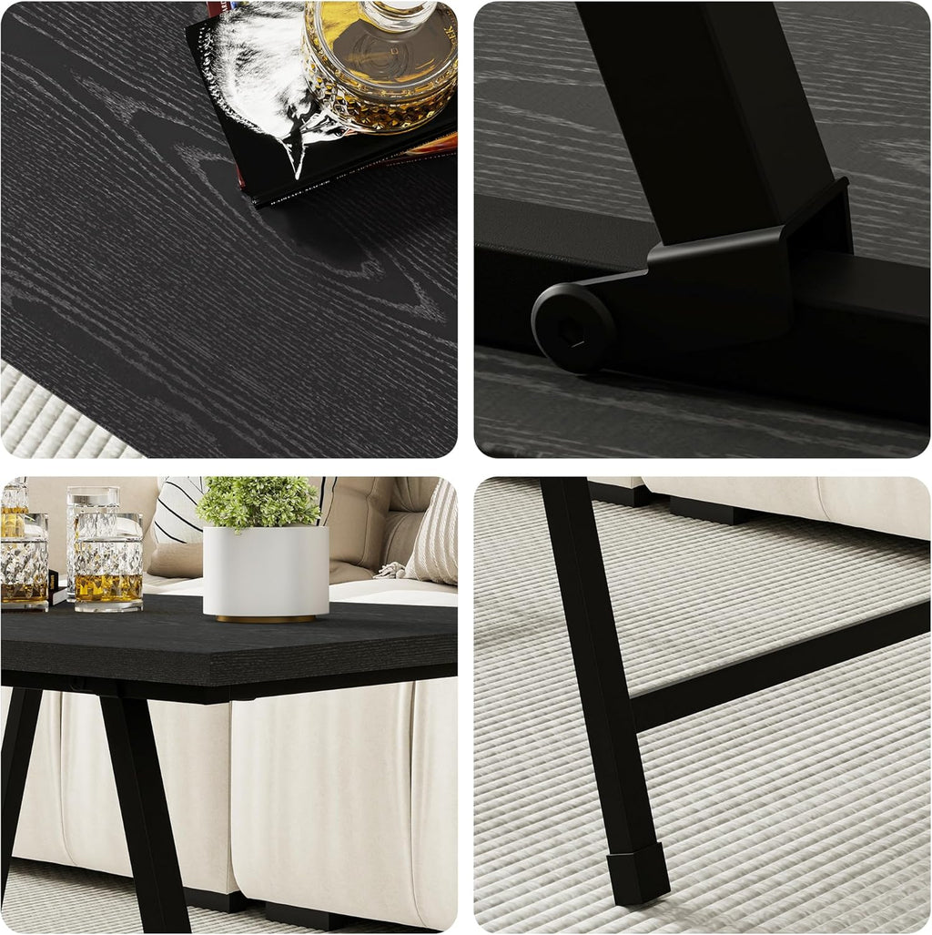 Rectangular Folding Coffee Table - Modern Space-Saving Foldable Coffee Table for Living Room, Durable and Lightweight Design, Easy to Assemble, Perfect for Small Spaces