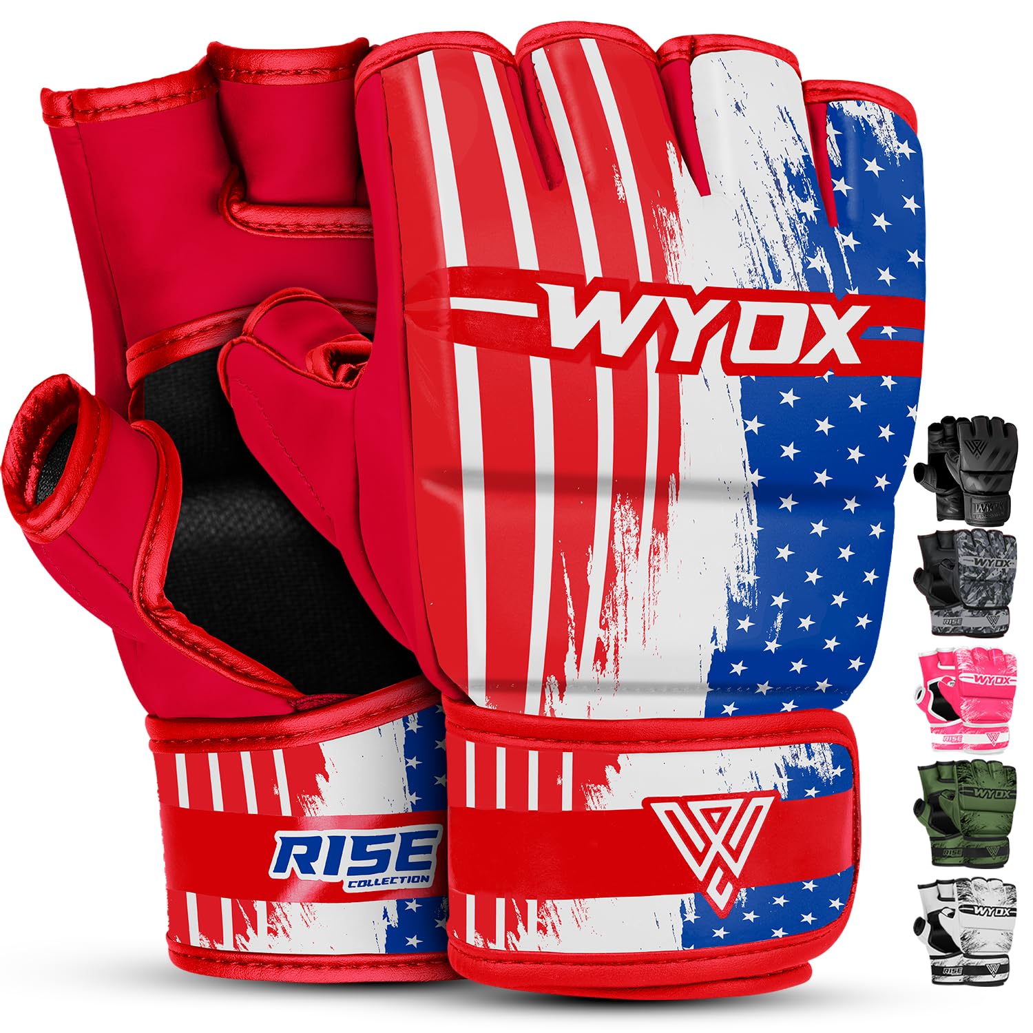 WYOX MMA Gloves for Men & Women – Grappling & Sparring Boxing Gloves with Open Palm Design, Padded Fingerless Training Gloves for Kickboxing, Muay Thai, Youth & Heavy Bag Workouts